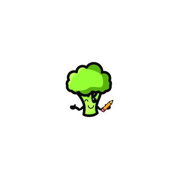 Cute Brocoli Mascot Vector Illustration Design. Epas 10. Recomended For Children Book.