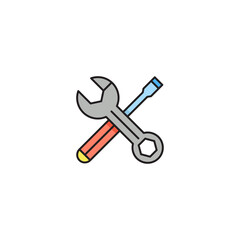 Screwdriver and wrench tools icon isolated background. Service tool symbol. Vector Illustration