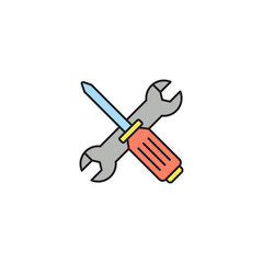 Screwdriver and wrench tools icon isolated background. Service tool symbol. Vector Illustration