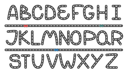 Road alphabet for any design. Vector graphic illustration.