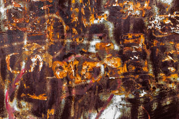 Rusty metal grunge background. Rusted steel tin abstract pattern.