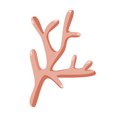 colorful sea coral. isolated piece of coral on white background. Bright vector cartoon illustration