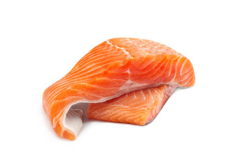 fillet of red fish on a white background