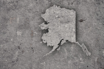 Karte von Alaska auf verwittertem Beton