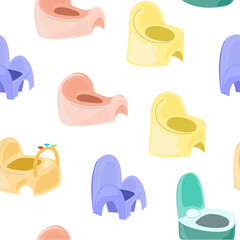 Naklejka premium Seamless pattern with baby toilet potty