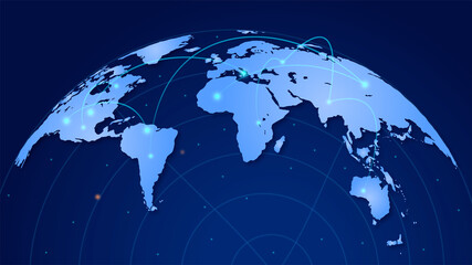 World globe map with network connections