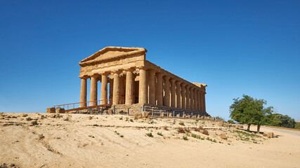 Temple of Concordia, or Tempio della Concordia in Italian. Valley of Temples, Agrigento, Sicily,...