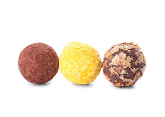 Sweet chocolate candies on white background
