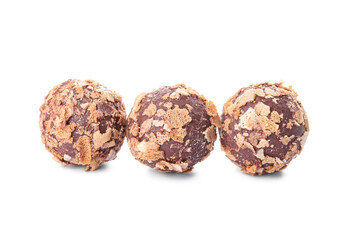Sweet chocolate candies on white background