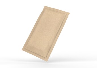 matte paper sachet. Photo-realistic packaging mockup template. 3d illustration.