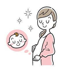 ベクターイラスト素材：出産が待ち遠しい若い妊婦
