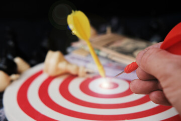 Dart board with target and business growth concept