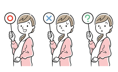 ベクターイラスト素材：質問に回答する若い妊婦
