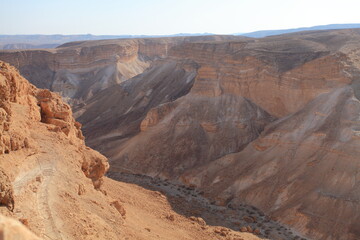 Panoramic view of historical site Masada in Israel by Dead Sea