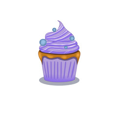 Illustration of a cupcake. Dessert drawing.