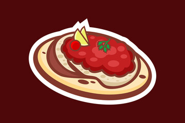 Simple Turkish Lahmacun Icon,  Fast Food Concept, vector illustration. Traditional Turkish food which is similar to pizza 