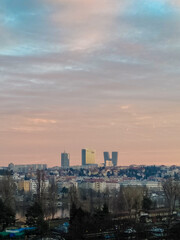 Obraz premium Scenery of Pankrac, modern district with skyscrapers in Prague, Czech Republic 
