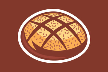Traditional Bauernbrot (German Farmer's Bread) icon vector illustration.