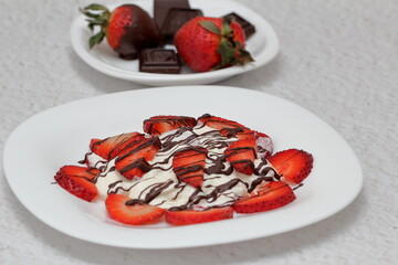 strawberry dessert with chocolate