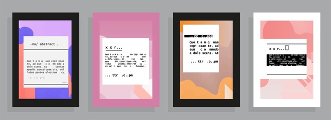 Covers templates set with graphic geometric elements. Applicable for brochures, posters, covers and banners. Vector illustrations.