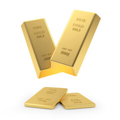 Various gold bars falling 3d illustration 
