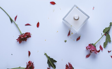 Perfume and flower petals