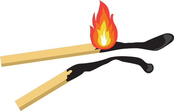 Cartoon isolated vector object matches and fire