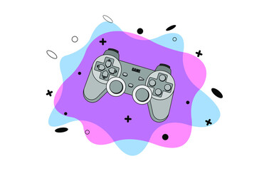 Joystick. Game controller for video games. Illustration in flat style