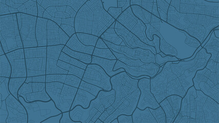 Blue vector background map, Amman city area streets and water cartography illustration.