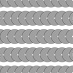 Fototapeta na wymiar Seamless pattern. Overlapping circles. Geometric ornament. Repeating round shapes. Vector monochrome background.