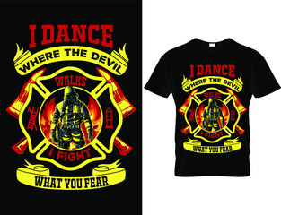 Fototapeta premium Firefighter T shirt design ,T shirt design vector