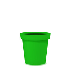 Flower pot realistic empty green ceramic or plastic. Vector template
