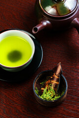 Japanese warm green tea..It has a good fragrance and a little bitterness.