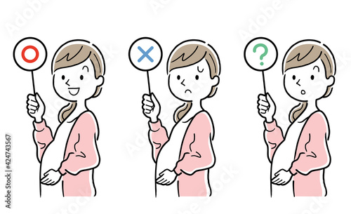 ベクターイラスト素材 質問に回答する若い妊婦 Wall Mural ケイーゴ K