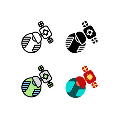 modern artificial satellite planet and earth Icon, Logo, and illustration