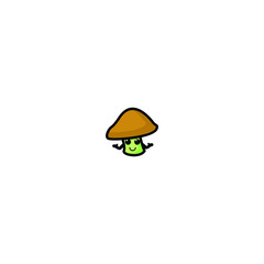Cute Mushrooms Cartoon Character Vector Illustration Design. Outline, Cute, Funny Style. Recomended For Children Book, Cover Book, And Other.