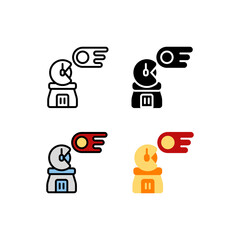 Obraz premium Astronaut and Meteor Asteroid Research Icon, Logo, and illustration