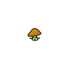 Cute Mushrooms Cartoon Character Vector Illustration Design. Outline, Cute, Funny Style. Recomended For Children Book, Cover Book, And Other.