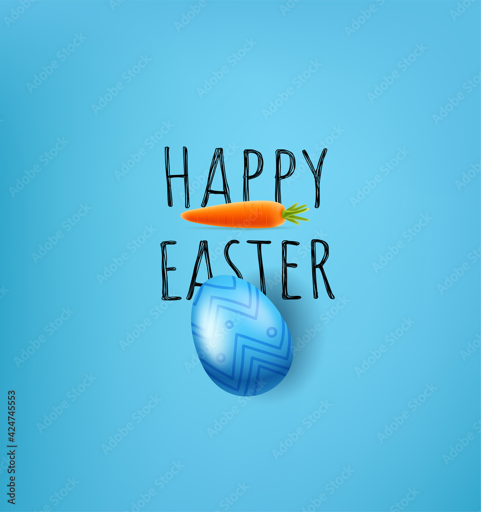 Aufkleber happy easter vector greeting card with carrot and color egg