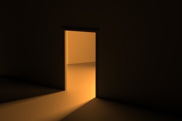 3D rendering dark and light door