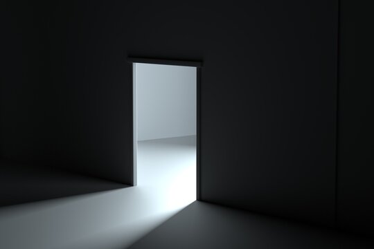 3D rendering dark and light door