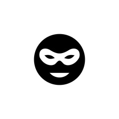 hacker icon, computer cheater, isolated symbol, masked man simple flat illustration