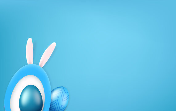 Happy Easter vector greeting card temptate with copy space. Cute cutout style vector illustration