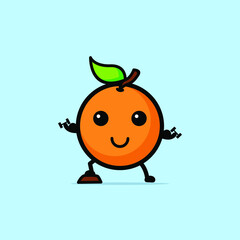 Cute Orange Cartoon Character Vector Illustration Design. Outline, Cute, Funny Style. Recomended For Children Book, Cover Book, And Other.