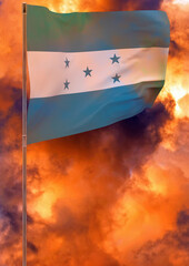 Honduras flag on pole with sky background