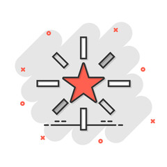 Excellence icon in comic style. Star ribbon vector cartoon illustration on white isolated background. Award medal business concept splash effect.