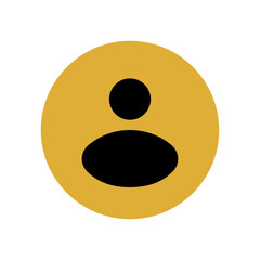 Stylish avatar in black in a yellow circle. Profile template for websites, applications, social networks.  Smartphone user interface button. 