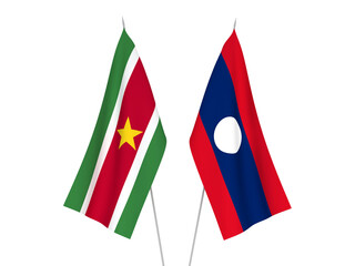 Laos and Suriname flags