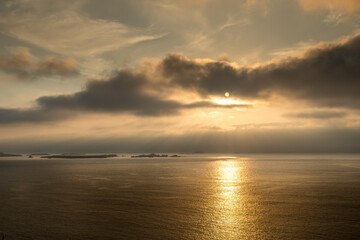 Fototapeta premium Beautiful sunset landscape beauiful view Ireland seascape clouds sun Dunquin Ring of Dingle