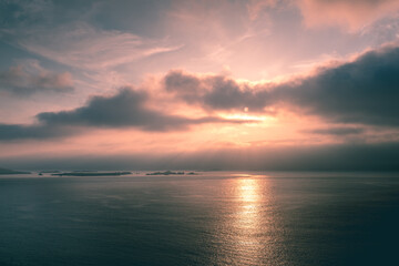 Beautiful sunset landscape beauiful view Ireland seascape clouds sun Dunquin Ring of Dingle